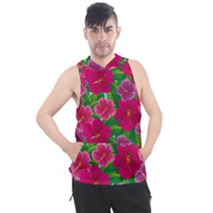 Background-cute-flowers-fuchsia-with-leaves Men s Sleeveless Hoodie by uniart180623