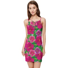 Background-cute-flowers-fuchsia-with-leaves Summer Tie Front Dress by uniart180623