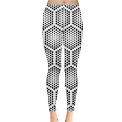 Halftone-tech-hexagons-seamless-pattern Everyday Leggings  by uniart180623