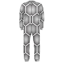 Halftone-tech-hexagons-seamless-pattern Onepiece Jumpsuit (men) by uniart180623