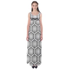 Halftone-tech-hexagons-seamless-pattern Empire Waist Maxi Dress by uniart180623