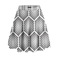 Halftone-tech-hexagons-seamless-pattern High Waist Skirt