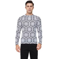 Halftone-tech-hexagons-seamless-pattern Men s Long Sleeve Rash Guard by uniart180623