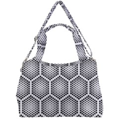 Halftone-tech-hexagons-seamless-pattern Double Compartment Shoulder Bag by uniart180623