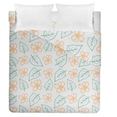 Hand-drawn-cute-flowers-with-leaves-pattern Duvet Cover Double Side (queen Size) by uniart180623