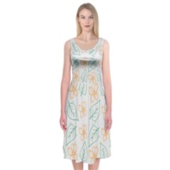 Hand-drawn-cute-flowers-with-leaves-pattern Midi Sleeveless Dress by uniart180623