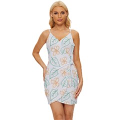 Hand-drawn-cute-flowers-with-leaves-pattern Wrap Tie Front Dress by uniart180623