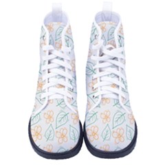 Hand-drawn-cute-flowers-with-leaves-pattern Men s High-top Canvas Sneakers