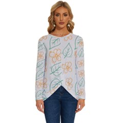 Hand-drawn-cute-flowers-with-leaves-pattern Long Sleeve Crew Neck Pullover Top by uniart180623