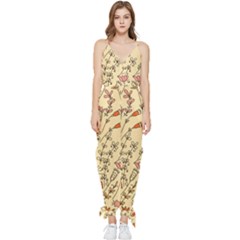 Seamless-pattern-with-different-flowers Sleeveless Tie Ankle Chiffon Jumpsuit by uniart180623