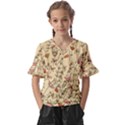 Seamless-pattern-with-different-flowers Kids  V-Neck Horn Sleeve Blouse View1