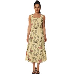 Seamless-pattern-with-different-flowers Square Neckline Tiered Midi Dress by uniart180623