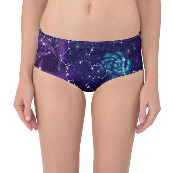 Realistic-night-sky-poster-with-constellations Mid-Waist Bikini Bottoms