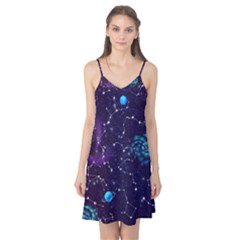 Realistic-night-sky-poster-with-constellations Camis Nightgown  by uniart180623