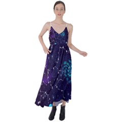 Realistic-night-sky-poster-with-constellations Tie Back Maxi Dress by uniart180623