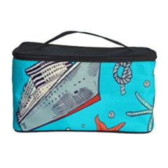 Colored-sketched-sea-elements-pattern-background-sea-life-animals-illustration Cosmetic Storage Case by uniart180623