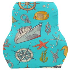 Colored-sketched-sea-elements-pattern-background-sea-life-animals-illustration Car Seat Back Cushion  by uniart180623