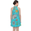 Colored-sketched-sea-elements-pattern-background-sea-life-animals-illustration Velvet Halter Neckline Dress  View2