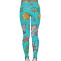 Colored-sketched-sea-elements-pattern-background-sea-life-animals-illustration Lightweight Velour Classic Yoga Leggings View2