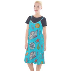 Colored-sketched-sea-elements-pattern-background-sea-life-animals-illustration Camis Fishtail Dress by uniart180623