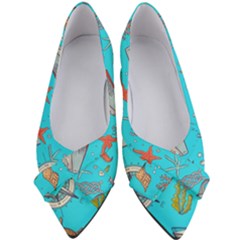 Colored-sketched-sea-elements-pattern-background-sea-life-animals-illustration Women s Bow Heels by uniart180623