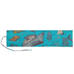 Colored-sketched-sea-elements-pattern-background-sea-life-animals-illustration Roll Up Canvas Pencil Holder (l) by uniart180623