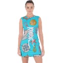 Colored-sketched-sea-elements-pattern-background-sea-life-animals-illustration Lace Up Front Bodycon Dress View1