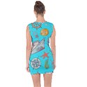 Colored-sketched-sea-elements-pattern-background-sea-life-animals-illustration Lace Up Front Bodycon Dress View2