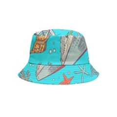 Colored-sketched-sea-elements-pattern-background-sea-life-animals-illustration Bucket Hat (kids) by uniart180623