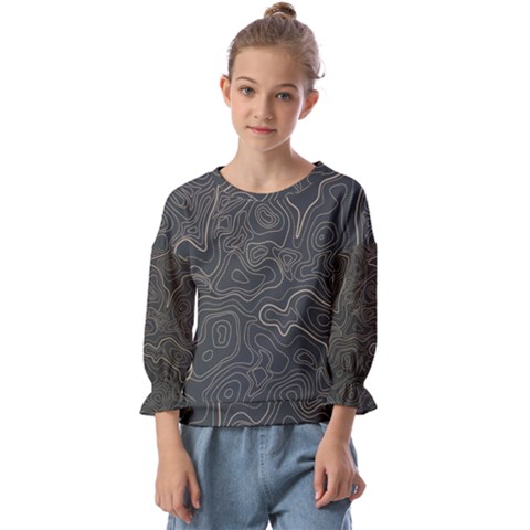 Damask-seamless-pattern Kids  Cuff Sleeve Top by uniart180623