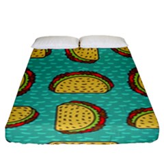 Taco-drawing-background-mexican-fast-food-pattern Fitted Sheet (king Size) by uniart180623