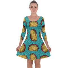 Taco-drawing-background-mexican-fast-food-pattern Quarter Sleeve Skater Dress