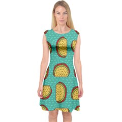 Taco-drawing-background-mexican-fast-food-pattern Capsleeve Midi Dress by uniart180623