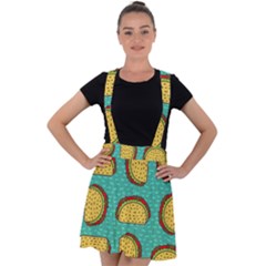 Taco-drawing-background-mexican-fast-food-pattern Velvet Suspender Skater Skirt