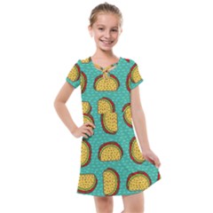 Taco-drawing-background-mexican-fast-food-pattern Kids  Cross Web Dress by uniart180623