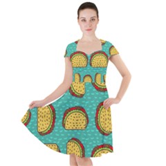 Taco-drawing-background-mexican-fast-food-pattern Cap Sleeve Midi Dress by uniart180623