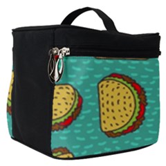 Taco-drawing-background-mexican-fast-food-pattern Make Up Travel Bag (small) by uniart180623