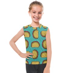 Taco-drawing-background-mexican-fast-food-pattern Kids  Mesh Tank Top by uniart180623