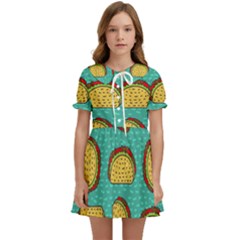 Taco-drawing-background-mexican-fast-food-pattern Kids  Sweet Collar Dress by uniart180623