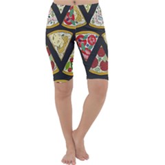 Vector-seamless-pattern-with-italian-pizza-top-view Cropped Leggings  by uniart180623