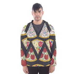 Vector-seamless-pattern-with-italian-pizza-top-view Men s Hooded Windbreaker by uniart180623