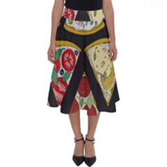 Vector-seamless-pattern-with-italian-pizza-top-view Perfect Length Midi Skirt by uniart180623