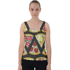 Vector-seamless-pattern-with-italian-pizza-top-view Velvet Tank Top by uniart180623