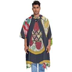 Vector-seamless-pattern-with-italian-pizza-top-view Men s Hooded Rain Ponchos by uniart180623