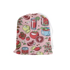 Tomato-seamless-pattern-juicy-tomatoes-food-sauce-ketchup-soup-paste-with-fresh-red-vegetables Drawstring Pouch (large) by uniart180623