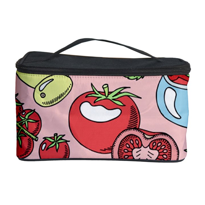 Tomato-seamless-pattern-juicy-tomatoes-food-sauce-ketchup-soup-paste-with-fresh-red-vegetables Cosmetic Storage Case