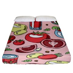 Tomato-seamless-pattern-juicy-tomatoes-food-sauce-ketchup-soup-paste-with-fresh-red-vegetables Fitted Sheet (king Size) by uniart180623