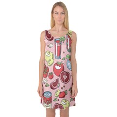 Tomato-seamless-pattern-juicy-tomatoes-food-sauce-ketchup-soup-paste-with-fresh-red-vegetables Sleeveless Satin Nightdress by uniart180623