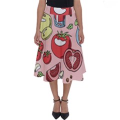 Tomato-seamless-pattern-juicy-tomatoes-food-sauce-ketchup-soup-paste-with-fresh-red-vegetables Perfect Length Midi Skirt by uniart180623