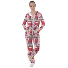 Tomato-seamless-pattern-juicy-tomatoes-food-sauce-ketchup-soup-paste-with-fresh-red-vegetables Women s Tracksuit by uniart180623